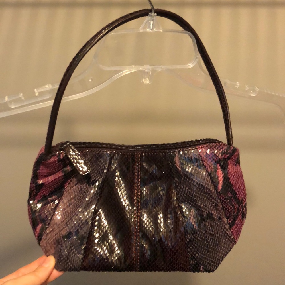 Purple snakeskin purse